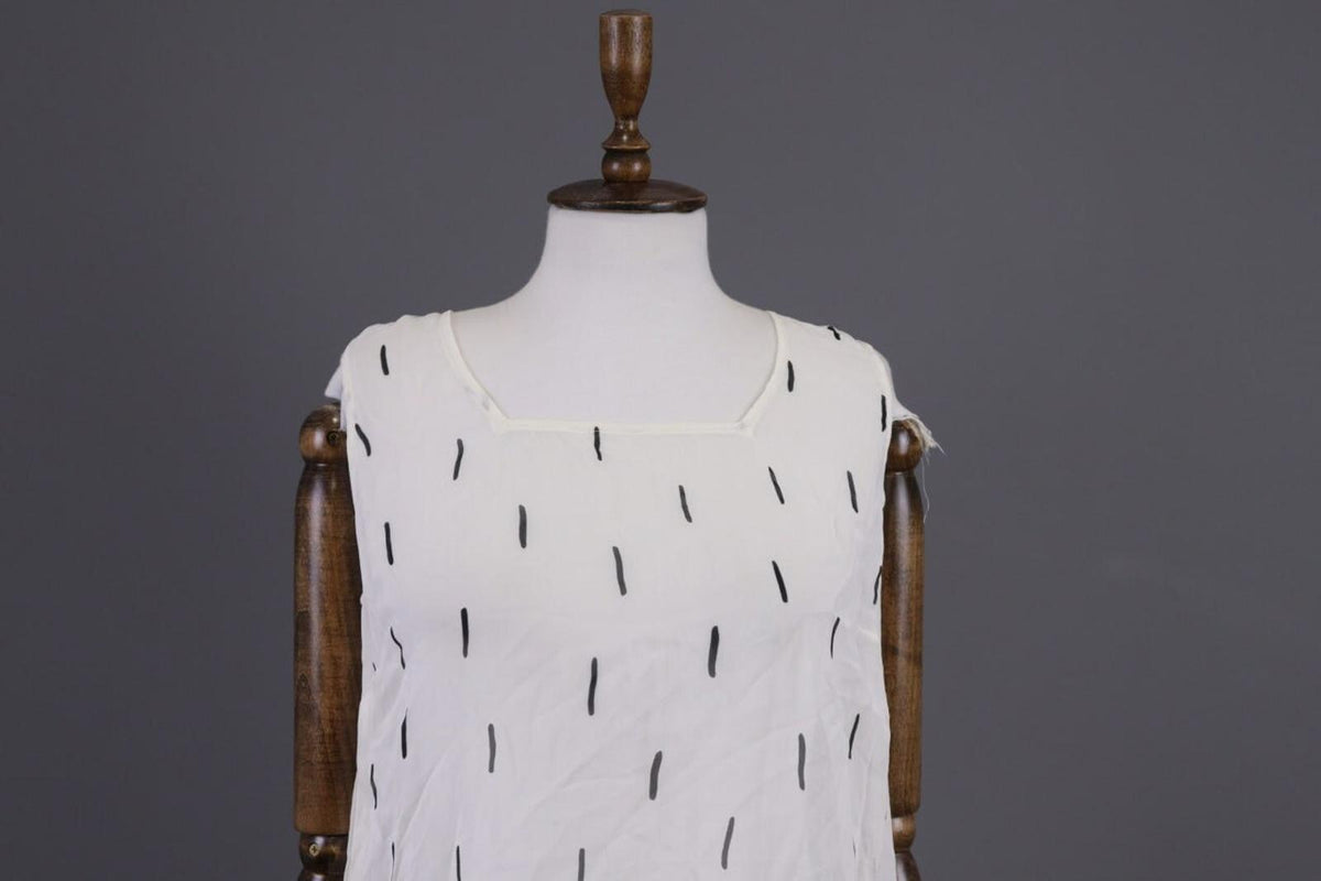 GUDRUN SJODEN White Printed Sleeveless Lightweight Blouson Dress – Size S
