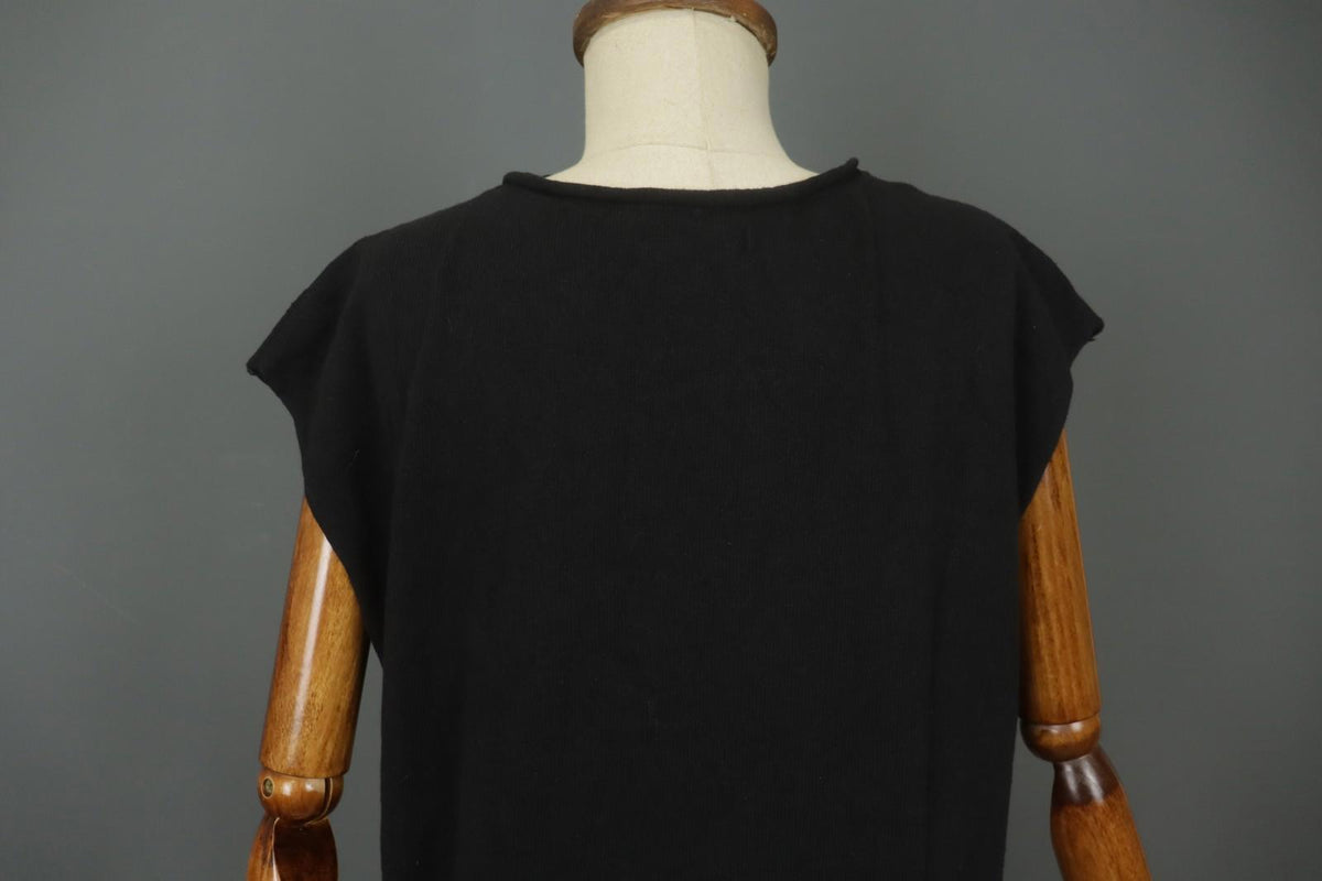 GUDRUN SJODEN Black 100% Cotton Cap Sleeve Crew Neck Pullover Shift Dress – Size M