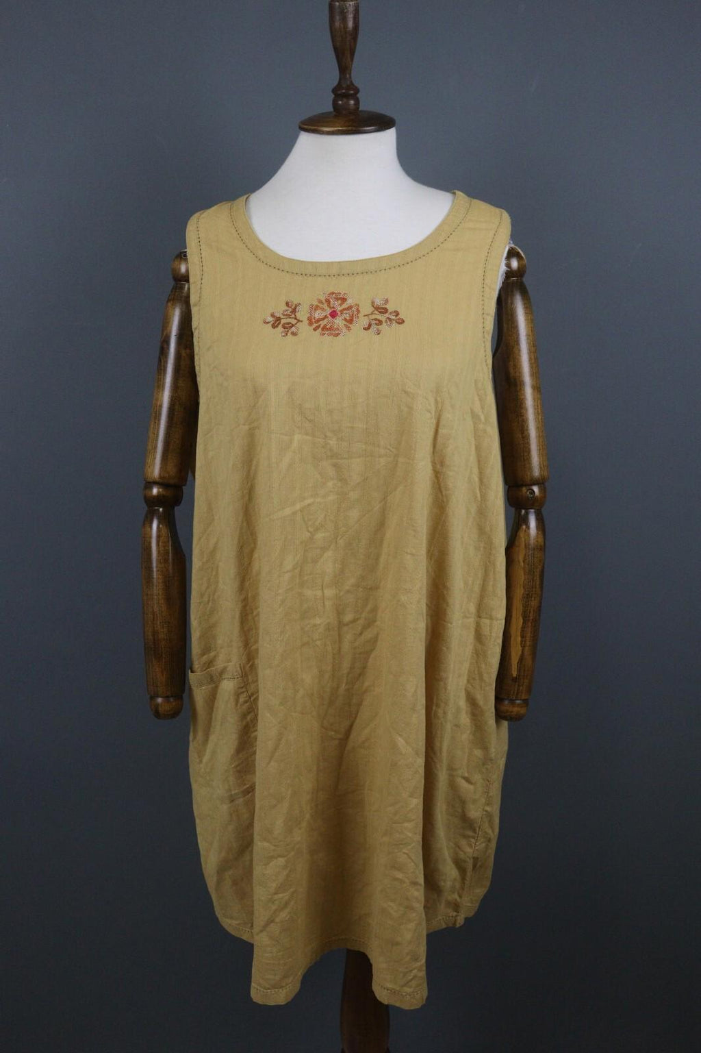 GUDRUN SJODEN Brown Floral Sleeveless A-Line Tunic Dress – Size L
