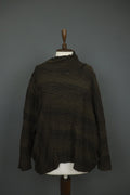 OSKA Brown Black Striped Viscose Blend Seersucker Long Sleeve Blouse Top – Size 1