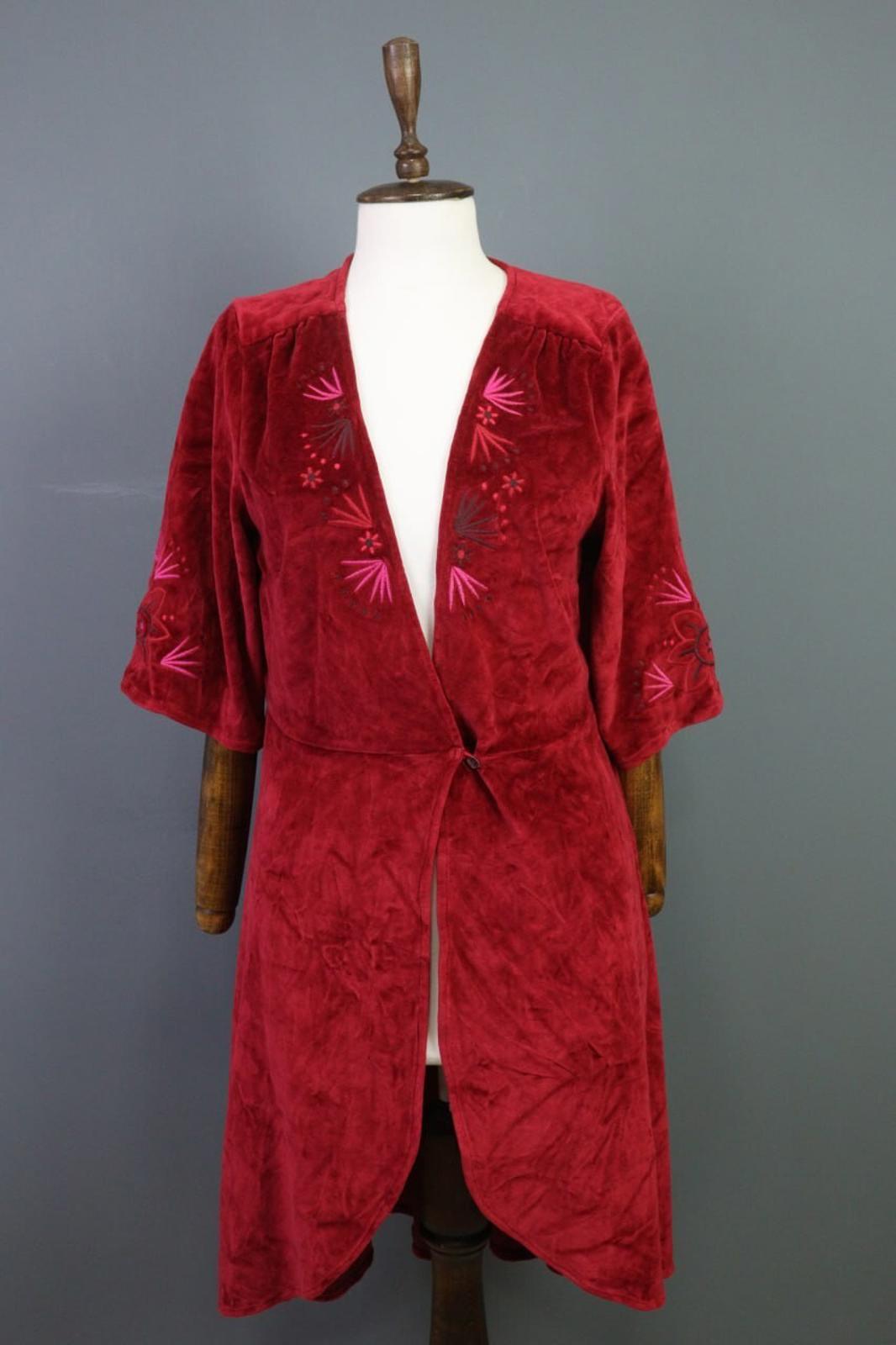 GUDRUN SJODEN Burgundy Kimono Sleeve Knit Wrape Cape Cardigan Sweater – Size S