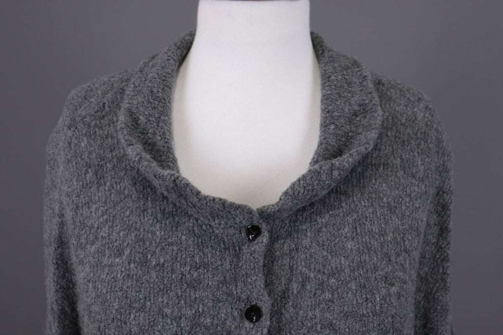 Grizas Gray Wool Lagenlook Textured Knit Cardigan Sweater – Size XL
