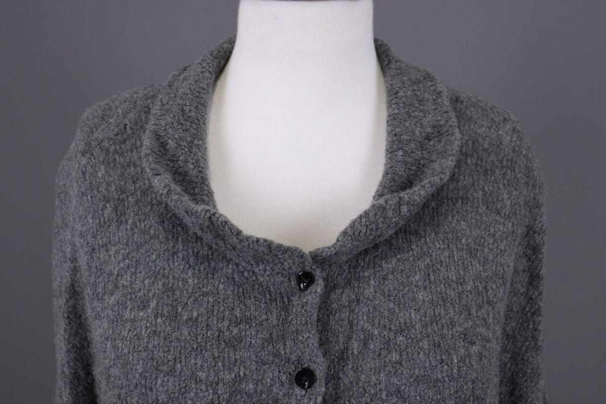 Grizas Gray Wool Lagenlook Textured Knit Cardigan Sweater – Size XL
