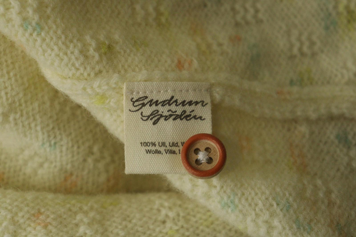 GUDRUN SJODEN Yellow Dotted 100% Wool Knitted Button Front Sweater Dress – Size M