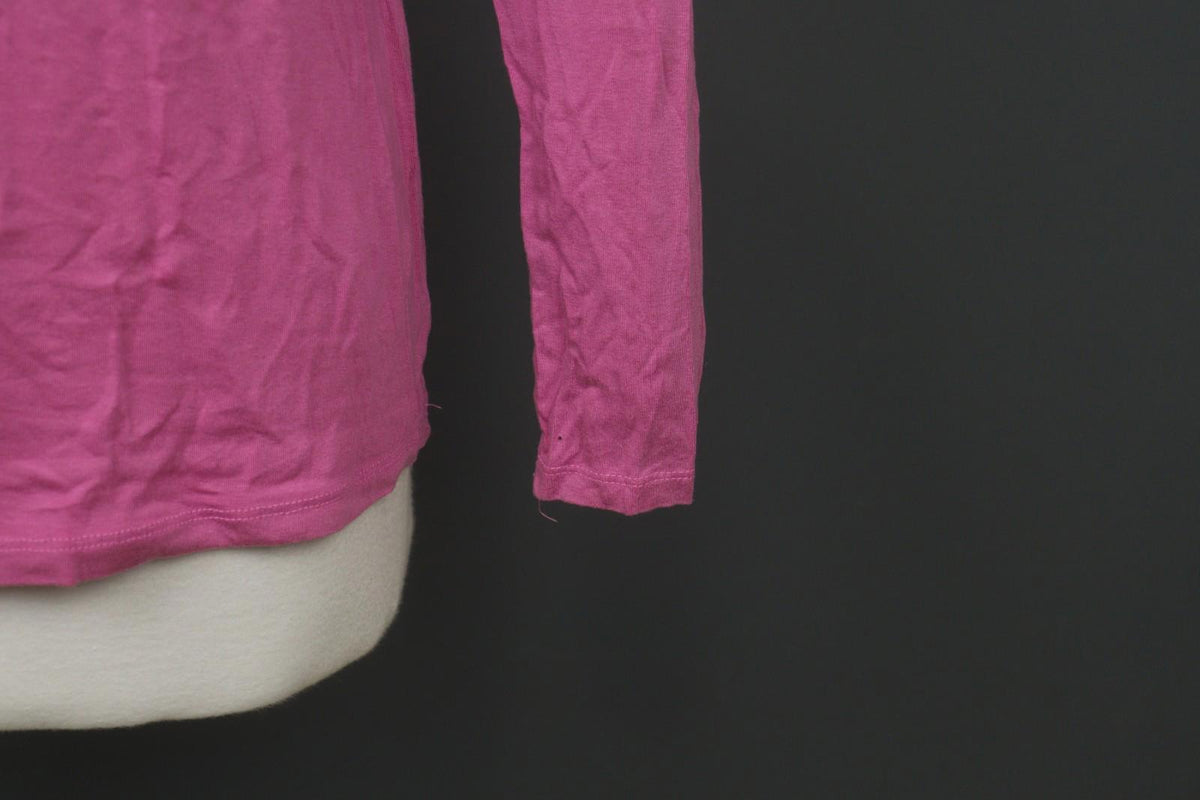 GUDRUN SJODEN Pink Lyocell Long Sleeve Round Neck Pullover T-Shirt Top – Size M
