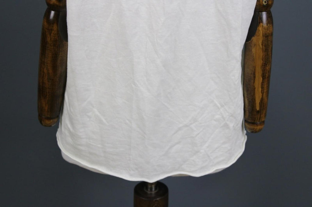 FABIANA FILIPPI White Crew Neck Cap Sleeve Metallic High-Low Blouse Top S/M