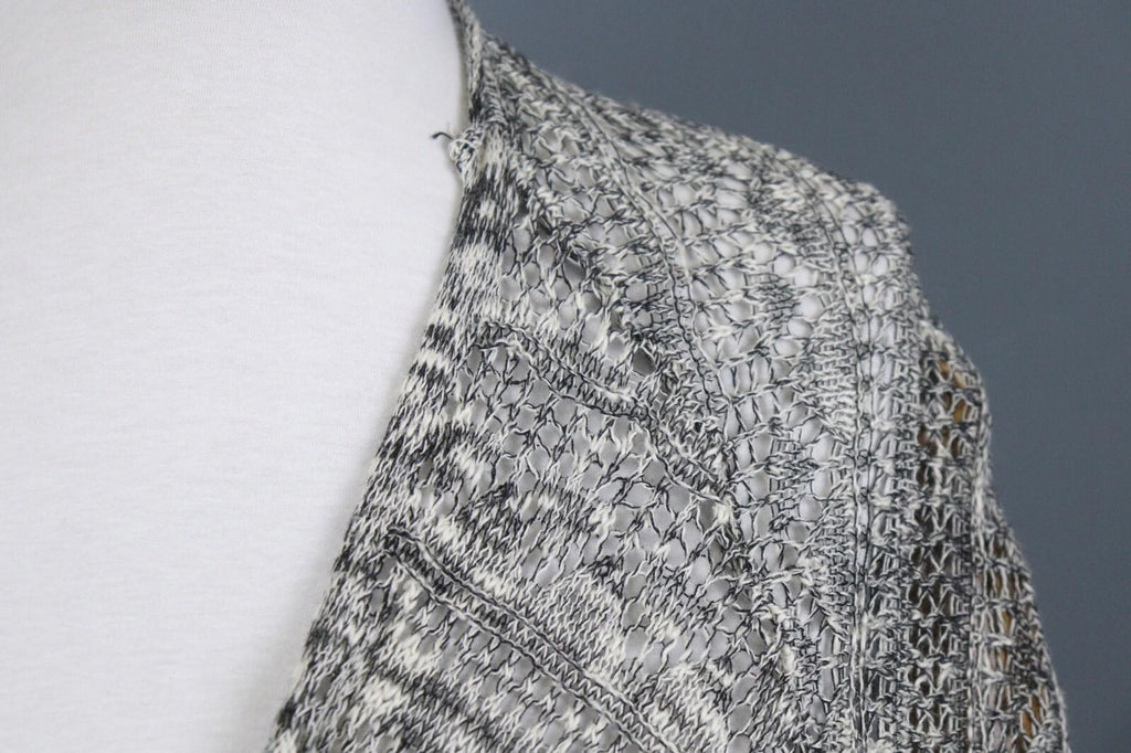 TRANSIT PAR SUCH Black White Deep V-Neck Open Front Long Cardigan – Size 2