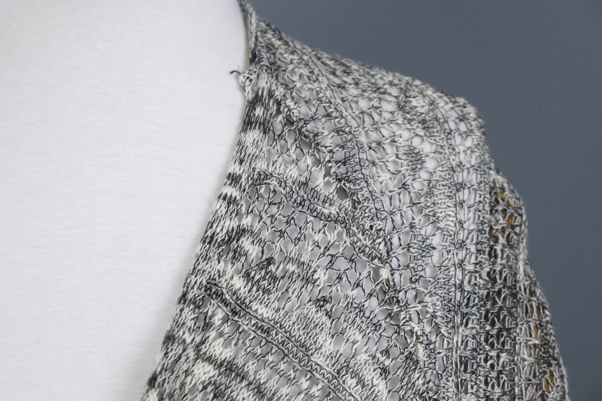 TRANSIT PAR SUCH Black White Deep V-Neck Open Front Long Cardigan – Size 2