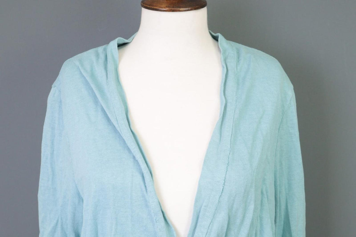 OSKA Blue Regular Fit V-Neck Raglan Sleeve Button Front Cardigan Sweater – Size 4