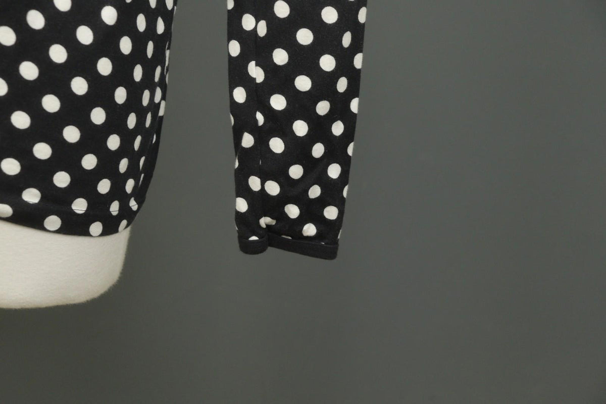 MARIMEKKO Black White Polka Dot Cotton Long Sleeve Summer Snap Blouse Top – Size M