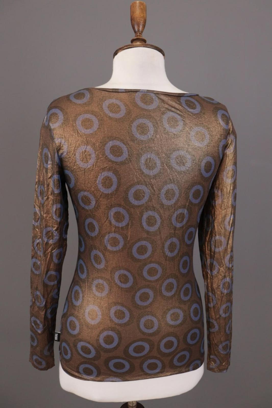 VERSACE JEANS COUTURE Brown Printed Stretch Long Sleeve Top Shirt – Size M