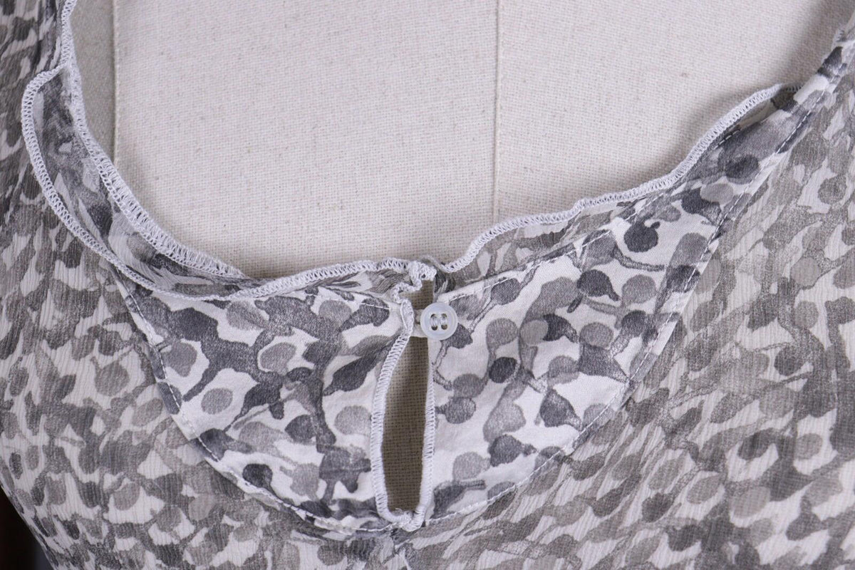 TRANSIT PAR SUCH Gray Silk Abstract Sleeveless Mesh Tank Top – Size M