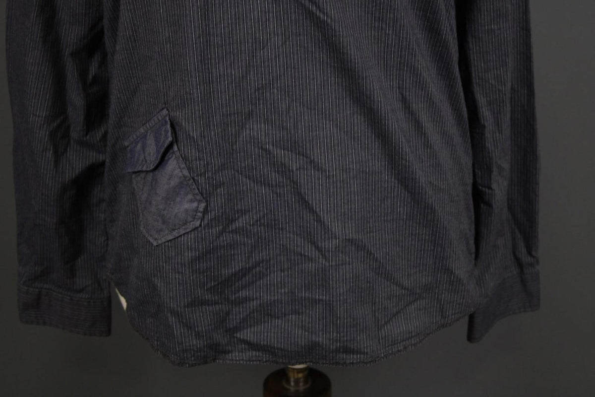 Desigual Blue White Striped 100%Cotton Regular Fit Long Sleeve Shirt Top – Size M