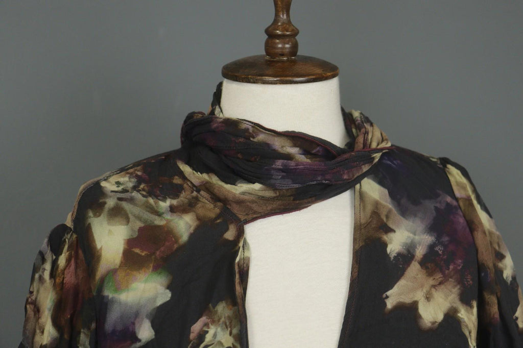 HIGH USE Multicolor Geo Print 100%Viscose Keyhole Button Front Blouse Top Sz 38