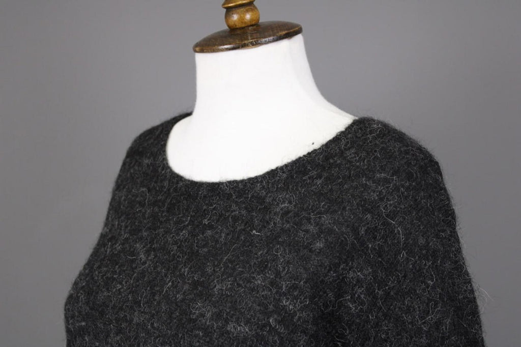 GUDRUN SJODEN Gray Alpaca Wool Knit Lagenlook Long Sleeve Tunic Sweater – Size L