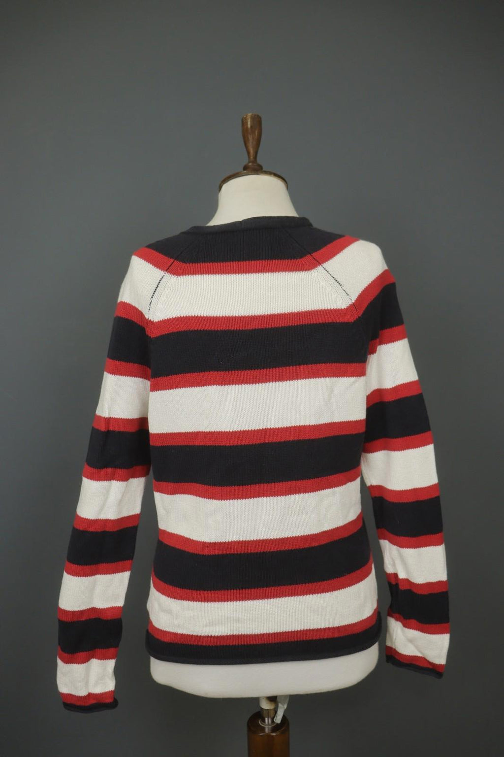 IRIS VON ARNIM Multicolor Striped Cotton Tight Knitted V-Neck Pullover Sweater