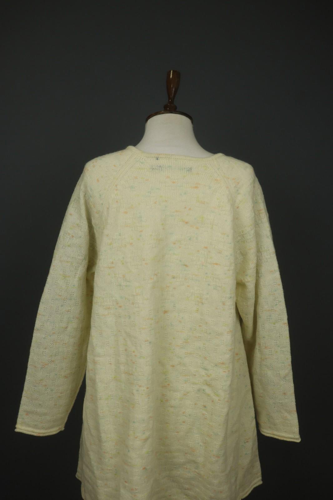 GUDRUN SJODEN Yellow Dotted 100% Wool Knitted Button Front Sweater Dress – Size M