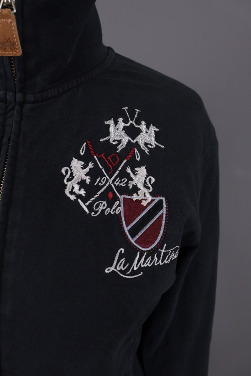 La Martina Jodhpur Black Polo High Neck Full Zip Activewear Jacket – Size 4