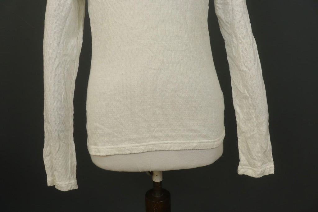 JUST CAVALLI White Knitted Long Sleeve V-Neck Stretch Pullover Sweater – Size 50