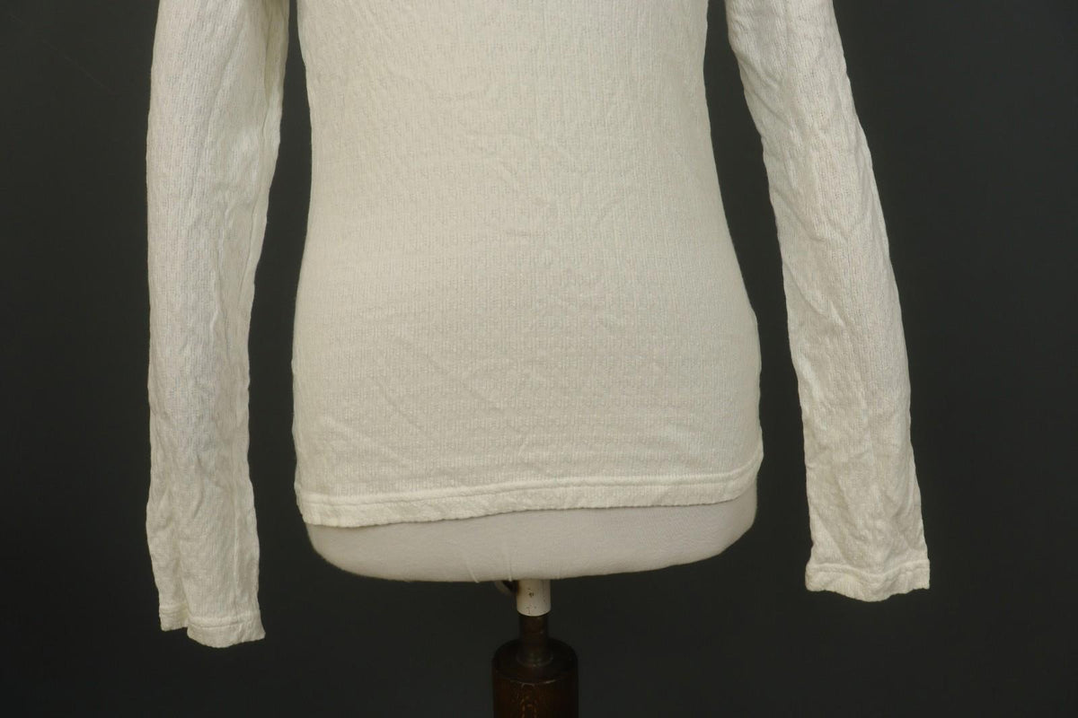 JUST CAVALLI White Knitted Long Sleeve V-Neck Stretch Pullover Sweater – Size 50