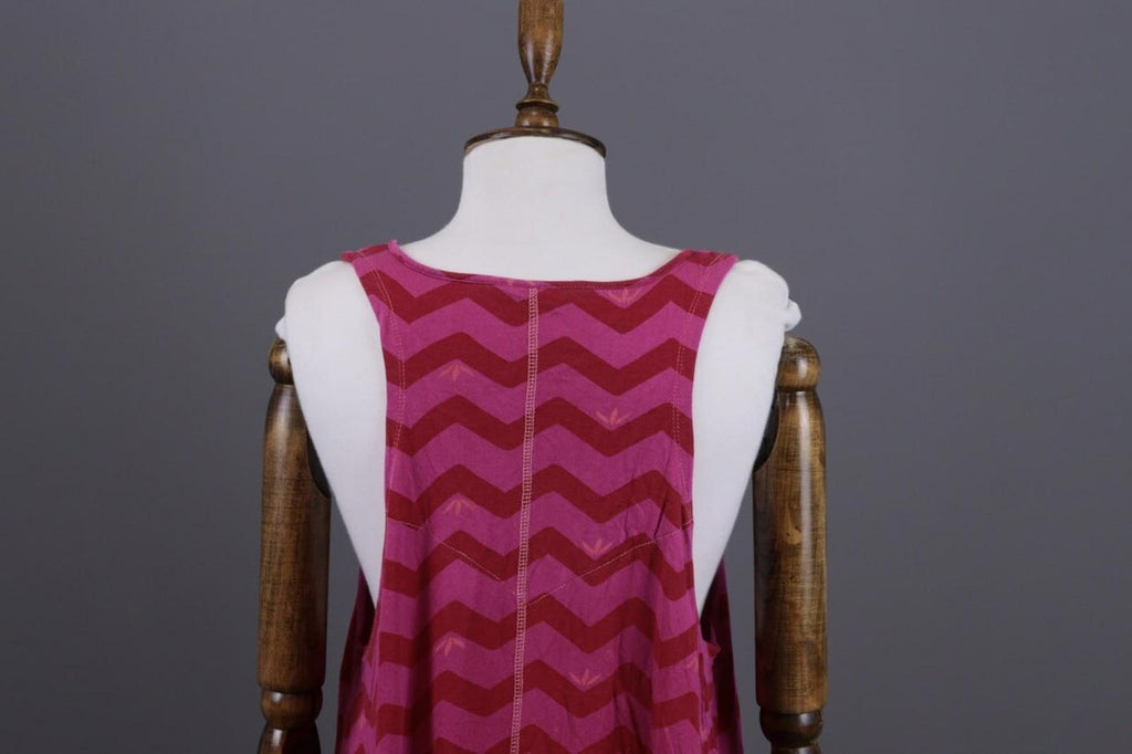 GUDRUN SJODEN Purple Stripe Lagenlook Sleeveless Blouson Midi Dress – Size L