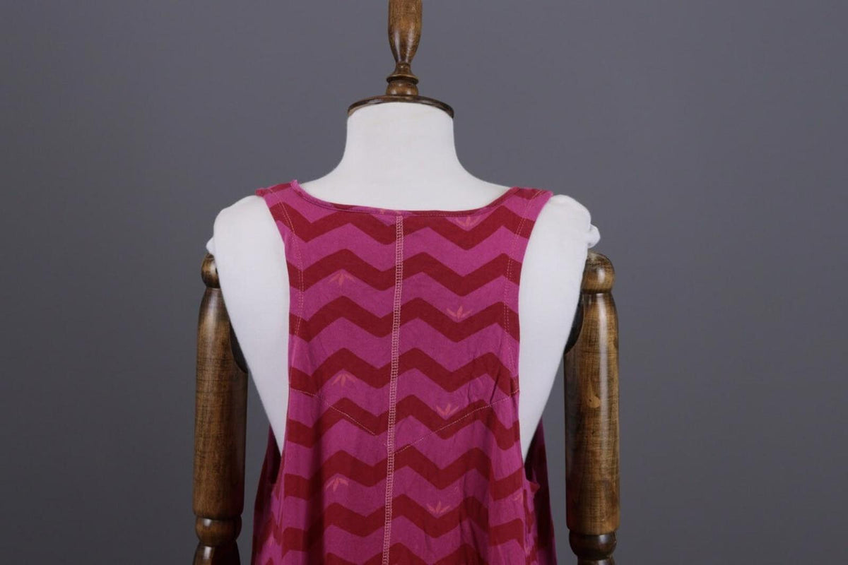 GUDRUN SJODEN Purple Stripe Lagenlook Sleeveless Blouson Midi Dress – Size L