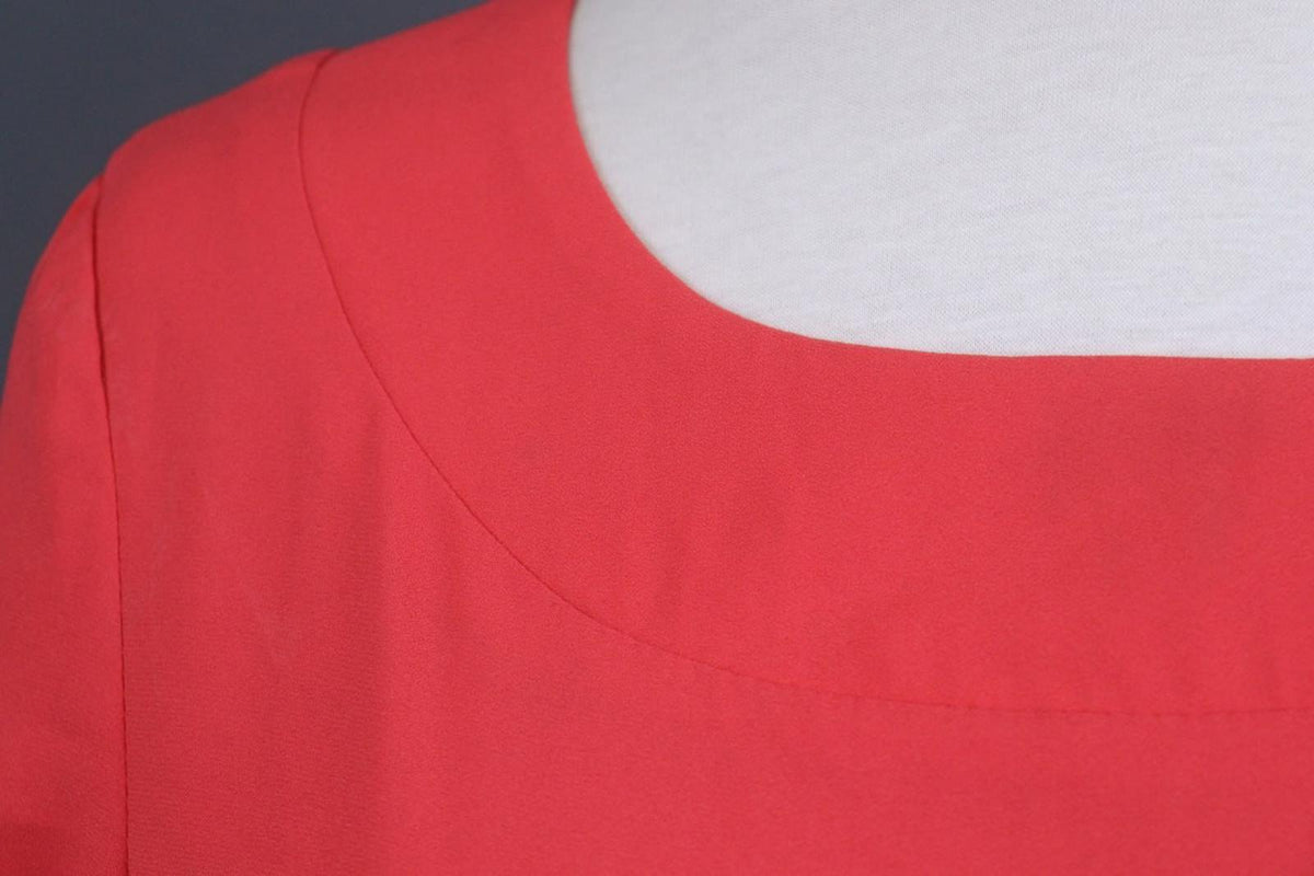 MARNI Pink Linen Blend Casual Long Sleeve Round Neck Back Zip Shift Dress Sz 36