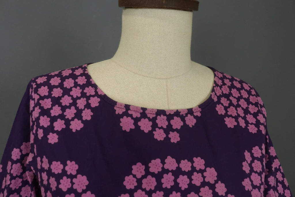 MARIMEKKO Mika Piirainen Purple Floral Cotton Long Sleeve Shift Dress – Size 36