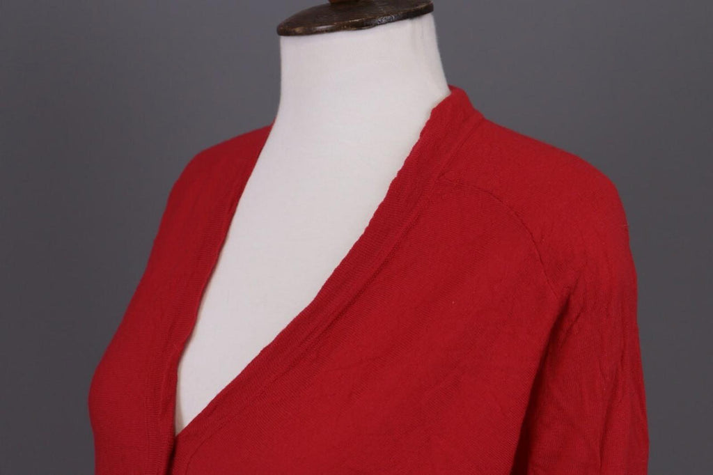 OSKA Red Knit Drape Long Sleeve Button Cardigan Sweater – Size 3