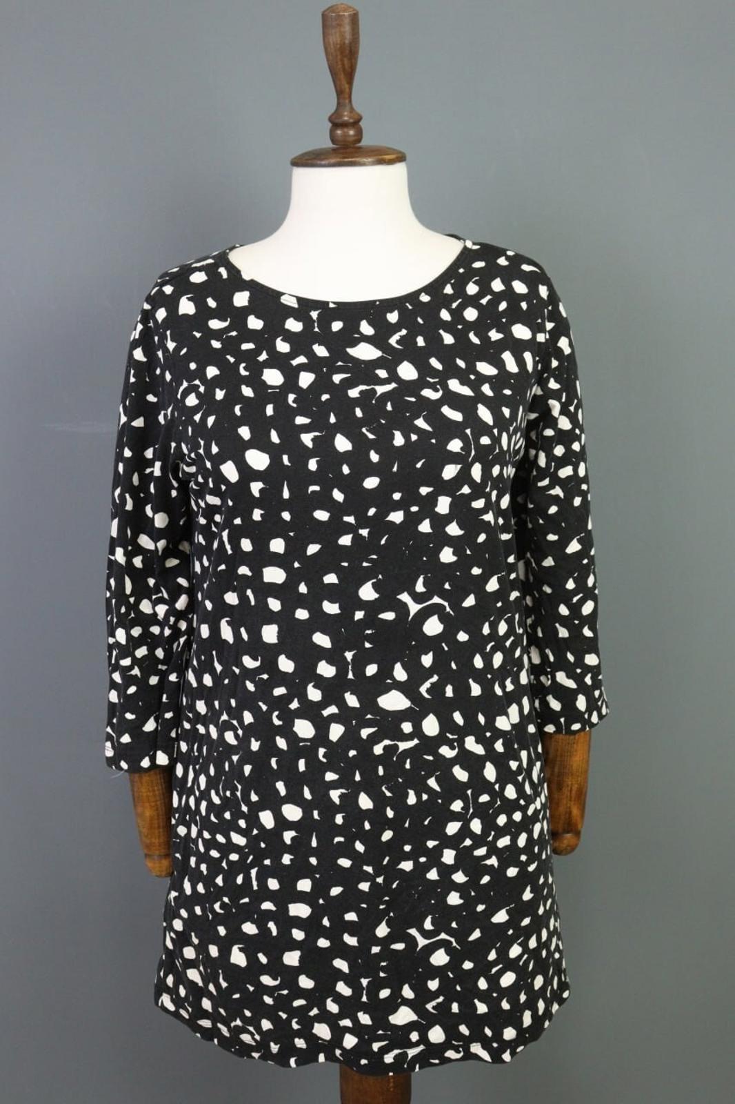 MARIMEKKO Black Printed A-Line Relaxed 3/4 Sleeve Tunic Dress – Size S