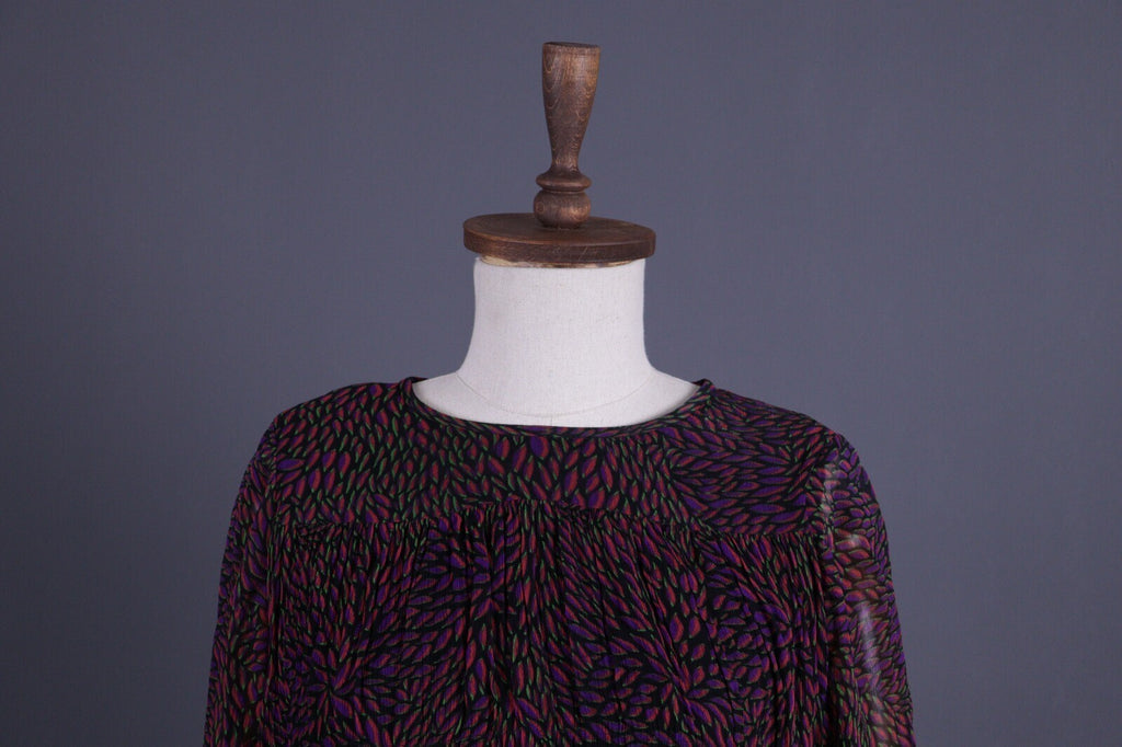 BA&SH Multicolor Floral Relaxed Mesh Long Sleeve Blouson Dress – Size 0 / XS