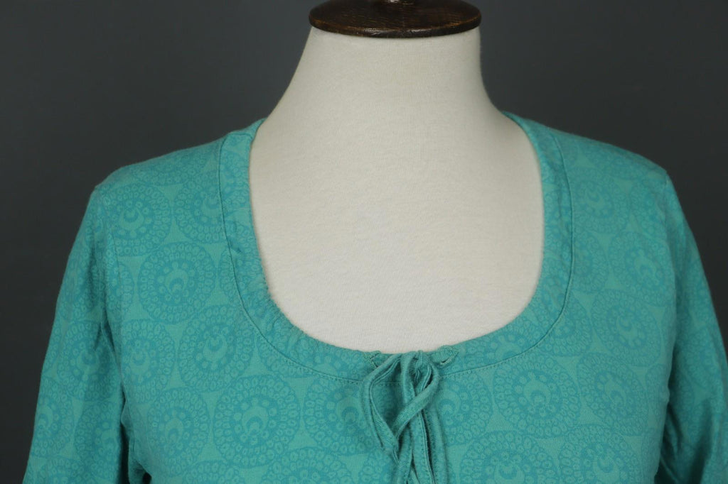 MARIMEKKO MIKA PURAINEN Green Geo Print Cotton 3/4 Sleeve Tie Neck Blouse Top