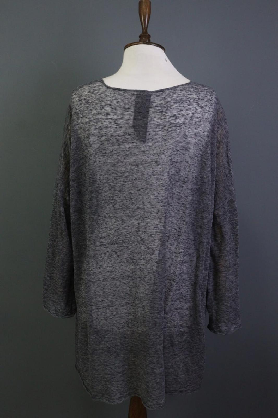 RUNDHOLZ Gray Sheer Lagenlook Relaxed Long Sleeve Blouse Tunic Dress