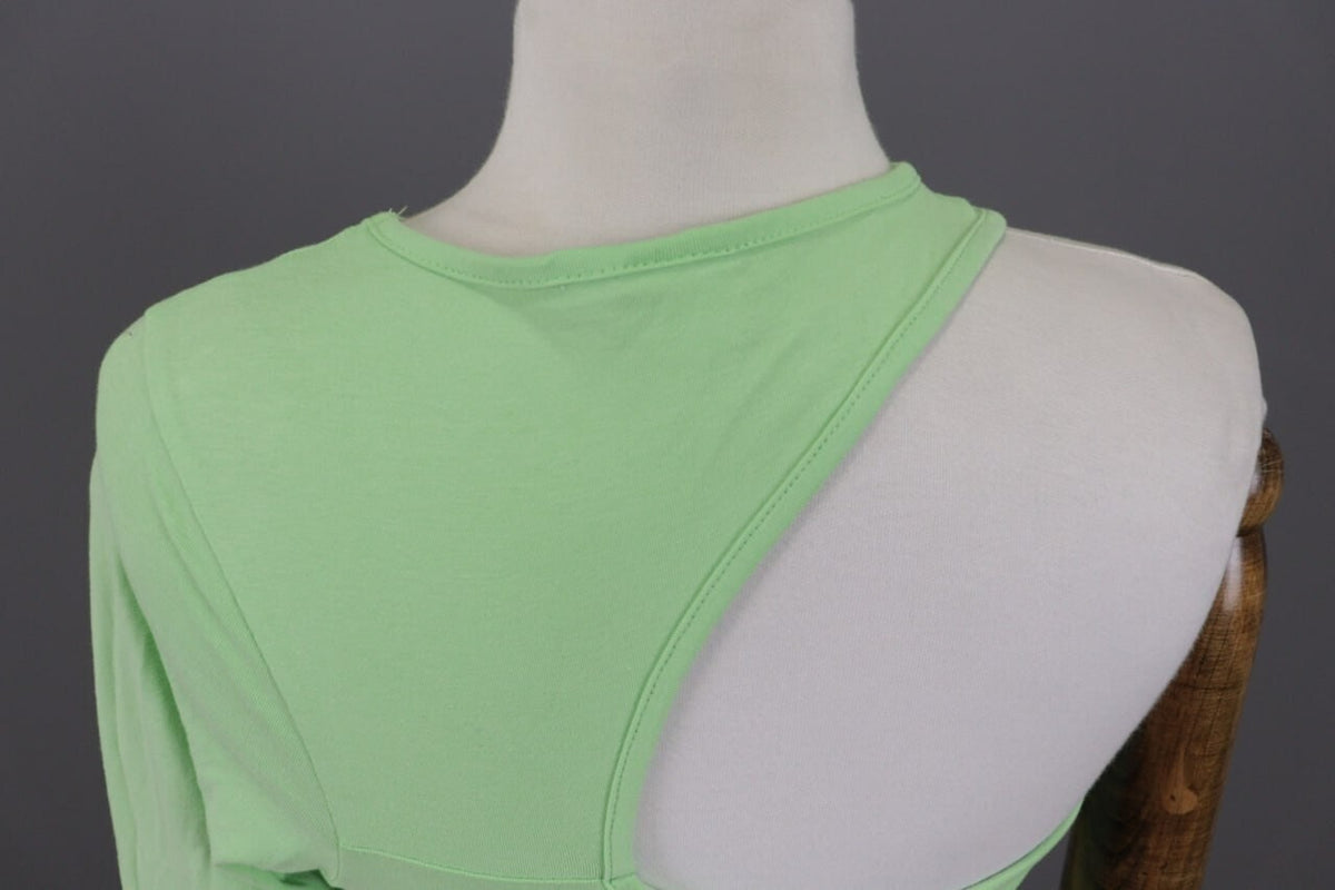 Karl Kani Embroidered Sleeve Green Asymmetrical One Shoulder Shirt – Size S – Used