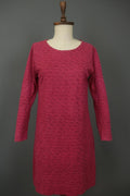 MARIMEKKO Red Dotted Cotton Round Neck Long Sleeve Casual Shift Dress – Size M