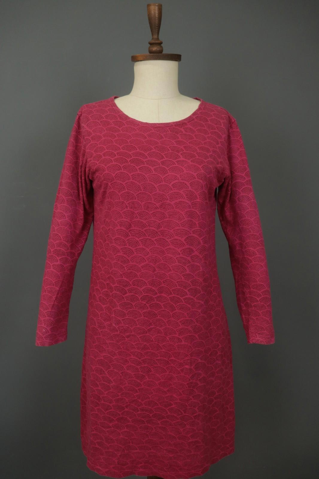 MARIMEKKO Red Dotted Cotton Round Neck Long Sleeve Casual Shift Dress – Size M