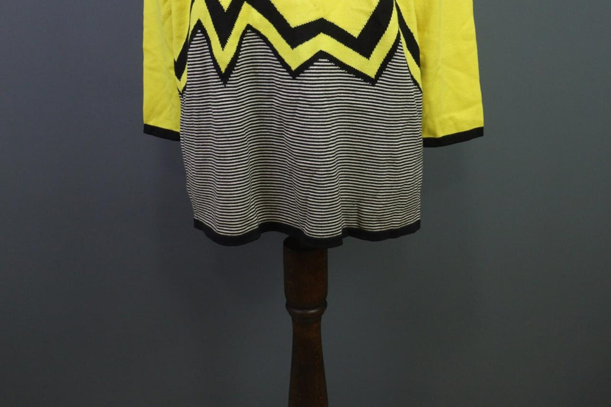 ESCADA Yellow Wool Long Sleeve A-Line Geometric Shift Midi Dress – Size 38