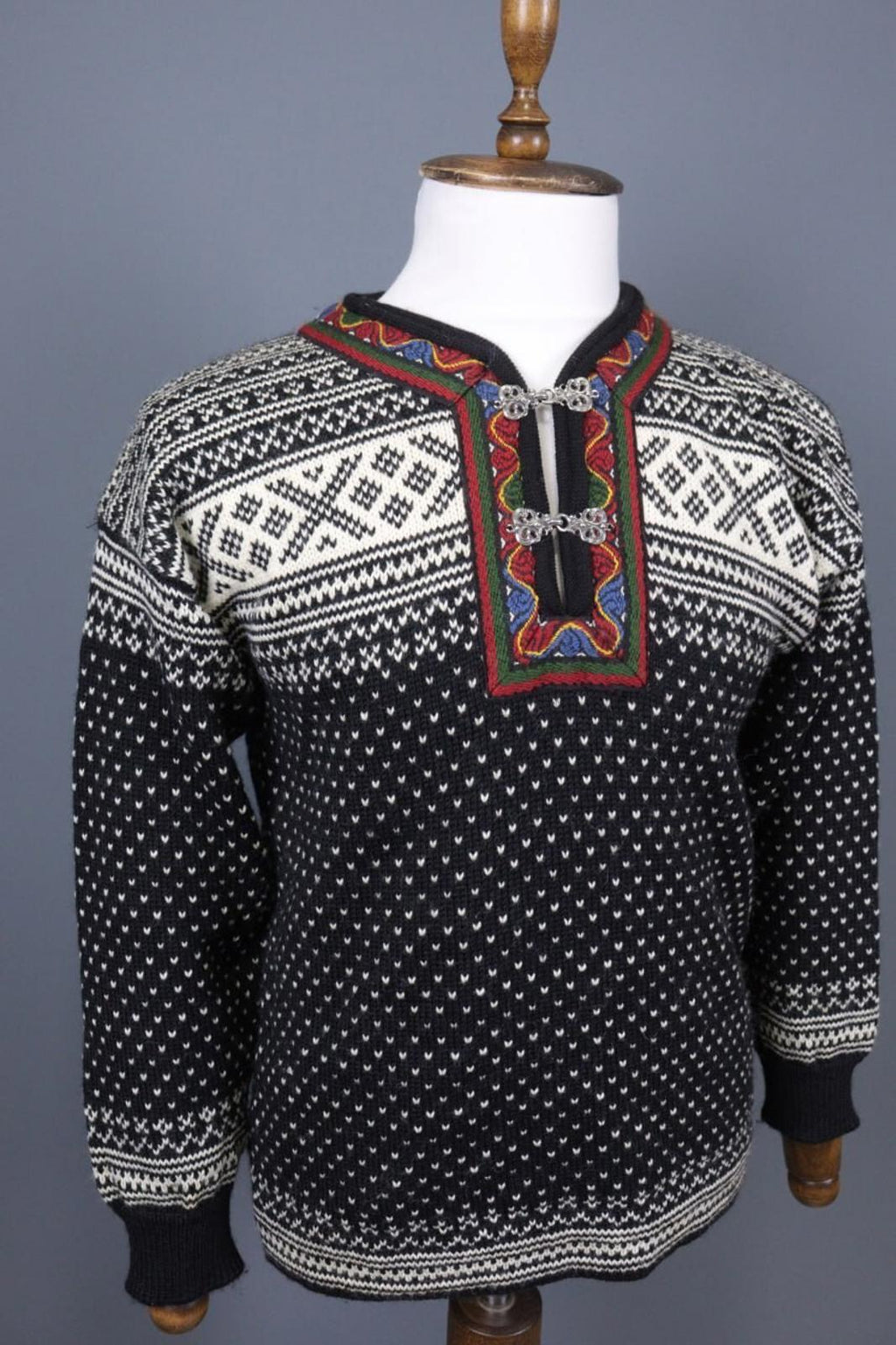 DALE OF NORWAY Black Fair Isle Wool Ski Sweater – Size S
