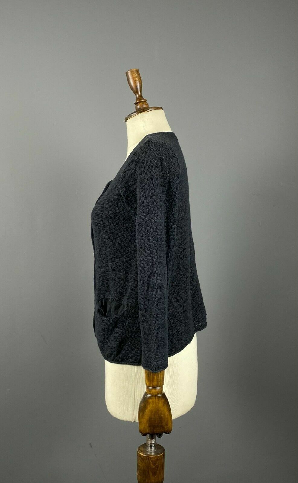 Gudrun Sjoden Black Knit Crochet Cardigan Sweater – Women's S