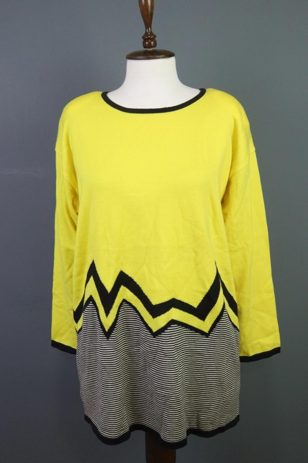 ESCADA Yellow Wool Long Sleeve A-Line Geometric Shift Midi Dress – Size 38
