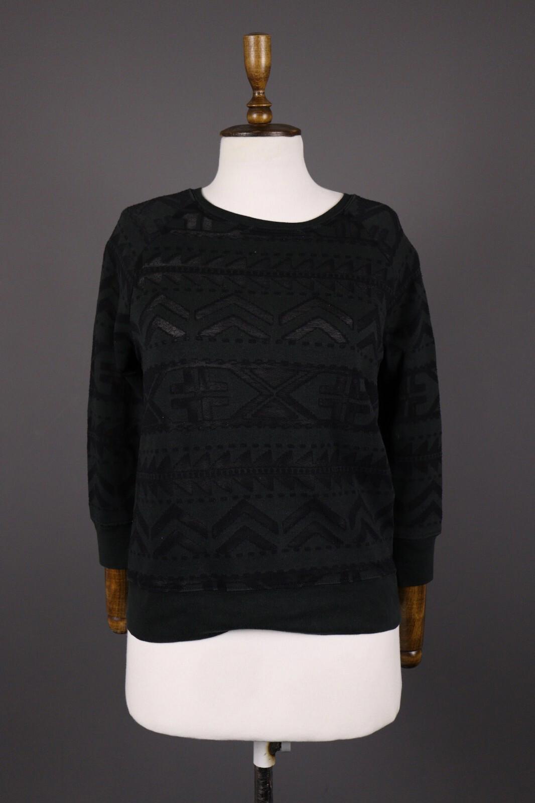 DENIM SUPPLY RALPH LAUREN Black Actec Print Long Sleeve Sweater S