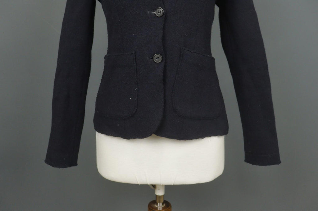 BARENA Black Knit Long Sleeve Patch Pocket Button Front Blazer Jacket – Size 42