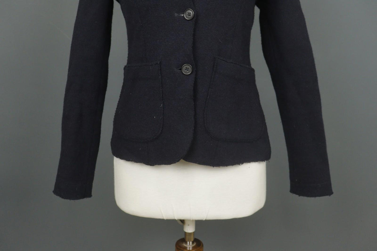 BARENA Black Knit Long Sleeve Patch Pocket Button Front Blazer Jacket – Size 42