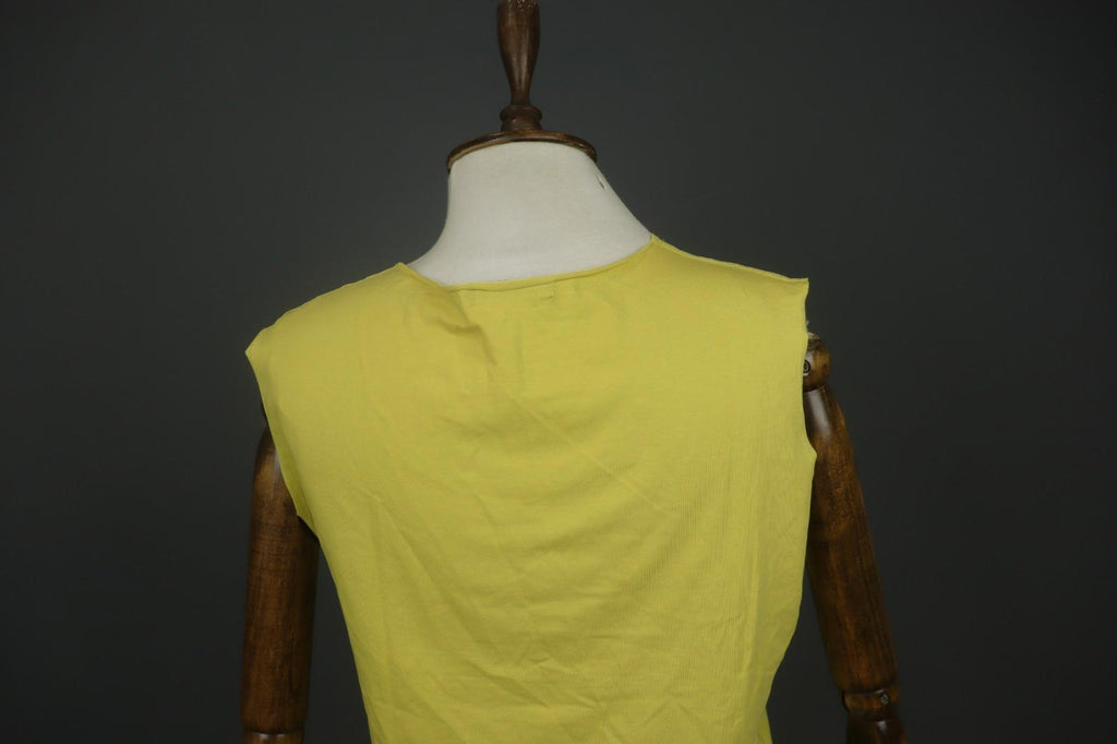 GUDRUN SJODEN Yellow Cotton Sleeveless Side V-Neck Pullover Blouse Top – Size L