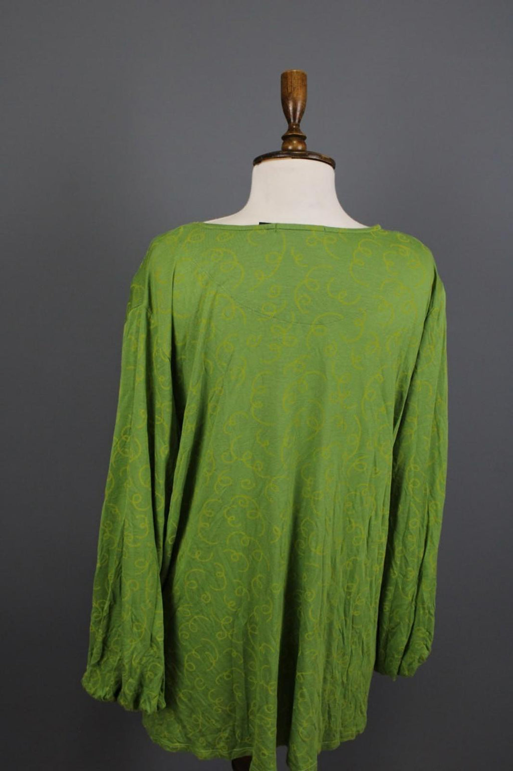 GUDRUN SJODEN Green Printed Round Neck Long Sleeve Pullover Blouse Top – Size XL