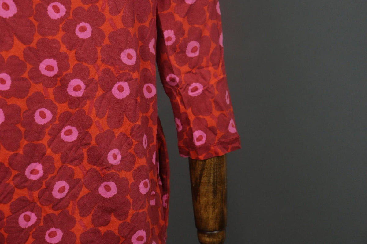 MARIMEKKO Aretta Unikko Multi Floral 3/4 Sleeve Round Neck Sheath Dress – Size M