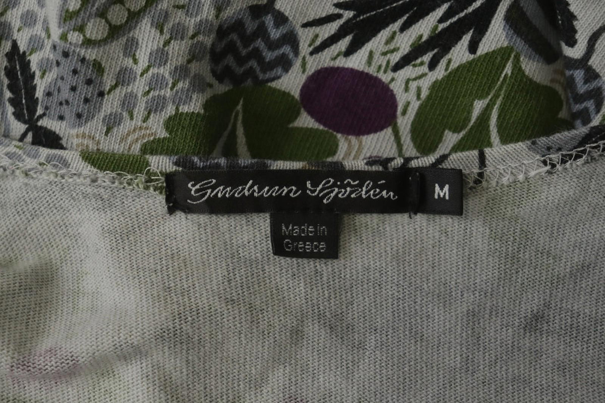 GUDRUN SJODEN Multi Floral Cotton Round Neck Short Sleeve Shift Dress – Size M