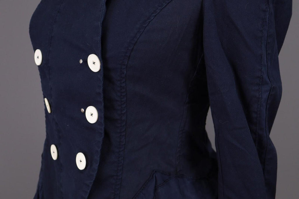HIGH USE Jacket Navy Blue Denim Double Breasted Lightweight – Size US 6