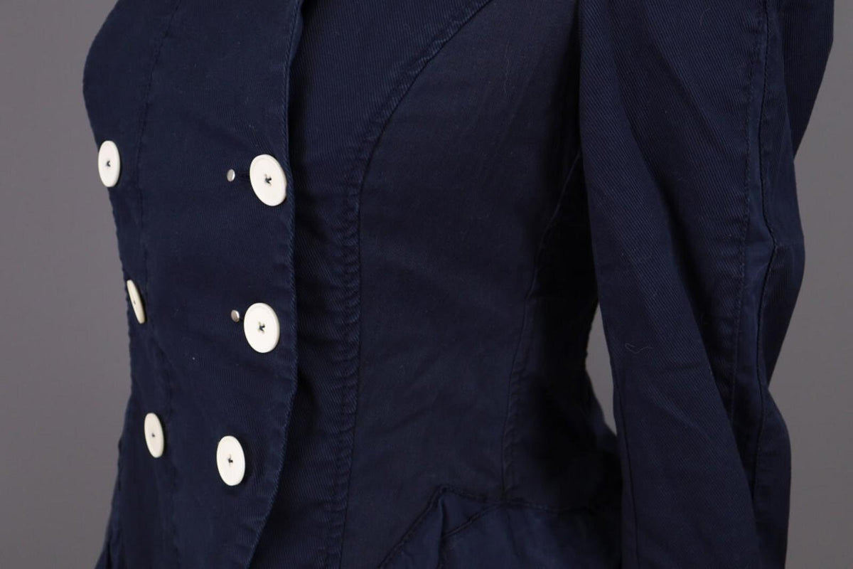 HIGH USE Jacket Navy Blue Denim Double Breasted Lightweight – Size US 6
