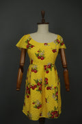 Juicy Couture Yellow Floral Short Sleeve Back Buttons Fit & Flare Dress – Size 6